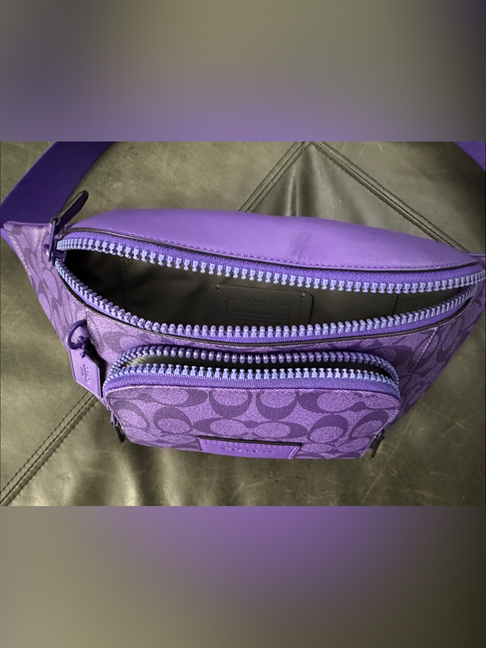 Coach Purple Signature Canvas and Leather Belt Bag - Picture 5 of 14